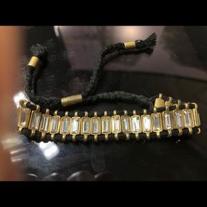 J Crew adjustable string bracelet w/ clear stones